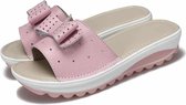 Bowknot Hollow Design Fashion Wild Casual Dames Slippers (Kleur: Roze Maat: 42)