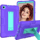 Voor Samsung Galaxy Tab A 8.4 (2020) / T307 Contrastkleur Robot Schokbestendig siliconen + pc-beschermhoes met houder (paars mintgroen)