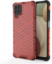 Voor Samsung Galaxy A12 schokbestendige honingraat pc + TPU-hoes (rood)