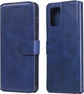 Voor Samsung Galaxy A42 5G klassieke kalfsstructuur PU + TPU horizontale flip lederen tas, met houder en kaartsleuven en portemonnee (blauw)