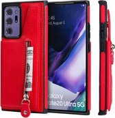 Effen kleur dubbele gesp rits schokbestendige beschermhoes voor Samsung Galaxy Note20 Ultra (rood)
