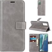 Voor Samsung Galaxy Note20 Retro Kalfspatroon Gesp Horizontale Flip Leren Case met Houder & Kaartsleuven & Portemonnee (Grijs)