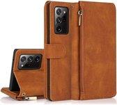 Voor Samsung Galaxy Note20 Ultra Huidgevoel Crazy Horse Textuur Rits Portemonnee Tas Horizontale Flip Leren Case met Houder & Kaartsleuven & Portemonnee & Lanyard (Bruin)