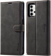Voor Samsung Galaxy A32 5G Forwenw F1 Serie Mat Sterk Magnetisme Horizontale Flip Leren Case met Houder & Kaartsleuven & Portemonnee & Fotolijst (Zwart)