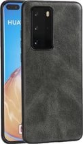 Voor Huawei P40 Crazy Horse Getextureerd Kalfsleer PU + PC + TPU Case (Donkergroen)