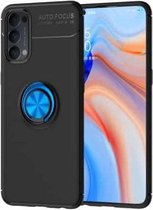 Voor OPPO Reno4 4G metalen ringhouder 360 graden roterende TPU-hoes (zwart + blauw)