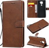 Voor Xiaomi Redmi Note 9 / 10X 4G Effen kleur Horizontale Flip Beschermende lederen tas met houder & kaartsleuven & portemonnee & fotolijst & lanyard (bruin)