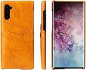Fierre Shann Retro Oil Wax Texture PU lederen tas met kaartsleuven voor Galaxy Note 10 (geel)