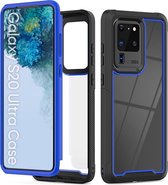 Voor Galaxy S20 Ultra Frame Series TPU + PC Stofdicht Krasbestendig Valbestendig Beschermhoes (Blauw)