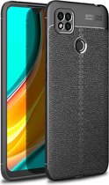 Voor Geschikt voor Xiaomi Redmi 9C Litchi Texture TPU schokbestendig hoesje (zwart)