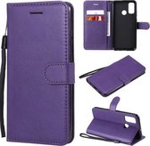 Voor Huawei P smart 2020 Effen Kleur Horizontale Flip Beschermende Leren Case met Houder & Kaartsleuven & Portemonnee & Lanyard (Paars)