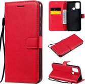 Voor Huawei Honor 9A effen kleur horizontale flip beschermende lederen tas met houder & kaartsleuven & portemonnee & lanyard (rood)