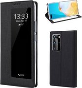 Voor Huawei P40 Pro ViLi DMX-54 Schokbestendig TPU + PU-leer Kijkvenster Magnetische attractie Horizontale flip-beschermhoes met kaartsleuven & houder & Slaap / Wake-up (zwart)