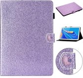 Voor Huawei MediaPad M6 10.8 Glitter Poeder Liefde Gesp Horizontale Flip Leren Case met Houder & Kaartsleuven (Paars)