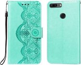 Voor Huawei Honor 7S / Y5 (2018) Flower Vine Embossing Pattern Horizontale Flip Leather Case met Card Slot & Holder & Wallet & Lanyard (Green)