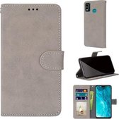 Voor Huawei Honor 9X Lite Retro Frosted Horizontale Flip PU lederen hoes met houder & kaartsleuven & portemonnee & fotolijst (grijs)