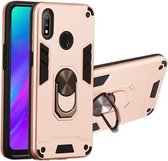 Voor OPPO Realme 3 2 in 1 Armor Series PC + TPU beschermhoes met ringhouder (roségoud)