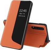 Voor Huawei P20 Zijdisplay Schokbestendig Horizontaal Flip Leren Case met Houder & Oproepbeantwoordfunctie & Slaap / Wakker worden (Oranje)