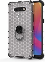 Voor LG K51 schokbestendige honingraat PC + TPU ringhouder beschermhoes (wit)