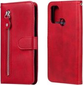 Voor OPPO A53 / A53S / A32 / A33 Mode Kalfsstructuur Rits Horizontale Flip Leren Case met Houder & Kaartsleuven & Portemonnee (Rood)