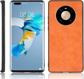 Voor Huawei Mate 40 Pro + Schokbestendig Naaien Koe Patroon Huid PC + PU + TPU Case (Oranje)