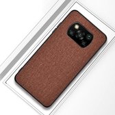 Voor Xiaomi Poco X3 NFC schokbestendige stoffen textuur PC + TPU beschermhoes (bruin)