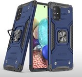 Voor Samsung Galaxy A71 5G magnetisch pantser schokbestendig TPU + pc-hoesje met metalen ringhouder (blauw)