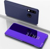 Galvaniserende spiegel horizontale flip lederen tas voor Huawei P30 Lite / Nova 4e, met houder (violetblauw)
