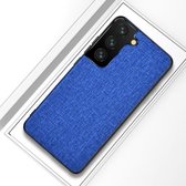 Voor Samsung Galaxy S21 5G schokbestendige stoffen textuur PC + TPU beschermhoes (stijl blauw)