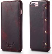 Voor iPhone 6 Plus / 7 Plus / 8 Plus Denior Oil Wax Koeienhuid Eenvoudige horizontale flip lederen tas met kaartsleuven en portemonnee (donkerrood)