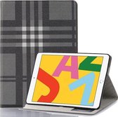 Voor iPad 10.2 / 10.5 geruite textuur horizontale flip lederen tas met houder & kaartsleuven & portemonnee (grijs)