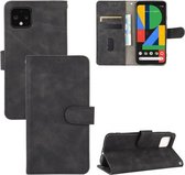 Voor Google Pixel 4 XL Effen Kleur Huidgevoel Magnetische Gesp Horizontale Flip Kalfsstructuur PU Lederen Case met Houder & Kaartsleuven & Portemonnee (Zwart)