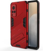 Punk Armor 2 in 1 PC + TPU schokbestendig hoesje met onzichtbare houder voor vivo X60 5G (rood)