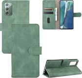 Voor Samsung Galaxy Note20 Effen Kleur Huidgevoel Magnetische Gesp Horizontale Flip Kalfsstructuur PU Lederen Case met Houder & Kaartsleuven & Portemonnee (Groen)