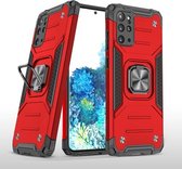Voor Samsung Galaxy S20 Plus magnetisch pantser schokbestendig TPU + pc-hoesje met metalen ringhouder (rood)
