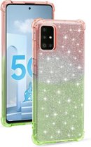 Voor Samsung Galaxy A71 5G gradiënt glitter poeder schokbestendig TPU beschermhoes (oranje groen)