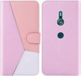 Voor Sony Xperia XZ3 Tricolor Stitching Horizontale Flip TPU + PU lederen tas met houder & kaartsleuven en portemonnee (roze)