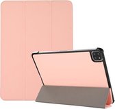 3-vouwbare huidtextuur horizontaal flip TPU + PU lederen tas met houder voor iPad Air (2020) 10.9 (roze)