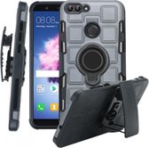 Voor Huawei P Smart / Enjoy 7s 3 in 1 Cube PC + TPU beschermhoes met 360 graden draaien zwarte ringhouder (grijs)