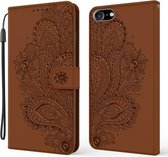 Voor iPhone 6 Plus Pauw Reliëfpatroon Horizontale Flip Leren Case met Houder & Kaartsleuven & Portemonnee & Lanyard (Bruin)