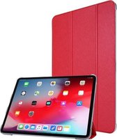 Zijdestructuur Horizontale Flip Magnetische PU-lederen tas met drievoudige houder en slaap- / wekfunctie voor iPad Air (2020) 10.9 (rood)