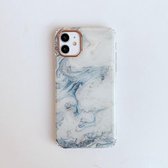 Marmerpatroon Dubbelzijdig lamineren TPU beschermhoes voor iPhone 12/12 Pro (goudblauw)