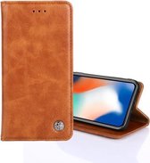 Voor iPhone XS Max niet-magnetische retro textuur horizontale flip lederen tas met houder & kaartsleuven & portemonnee (bruin)