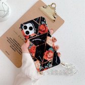 Splicing Flower Pattern TPU beschermhoes met kettingriem voor iPhone 12 Pro Max (zwart)