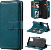 Voor Samsung Galaxy A91 / S10 Lite multifunctionele magnetische koperen gesp horizontale flip effen kleur lederen tas met 10 kaartsleuven & portemonnee & houder & fotolijst (donkergroen)