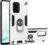 Voor Samsung Galaxy S10 Lite / A91 2 in 1 Armor Series PC + TPU beschermhoes met ringhouder (zilver)