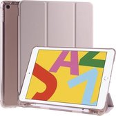Voor iPad 10.2 inch 3-vouw horizontaal Flip PU-leer + schokbestendig TPU-hoesje met houder en pen-sleuf (roze)