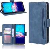 Voor Motorola Moto E6i Skin Feel Calf Pattern Horizontale Flip lederen tas met houder & kaartsleuven en fotolijst (blauw)