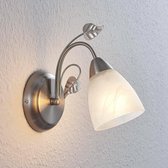 Lindby - wandlamp - 1licht - metaal, glas - H: 21.7 cm - E14 - nikkel, wit