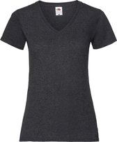 Fruit Of The Loom Dames Vrouwen-Fit Valuegewicht V-hals T-shirt met korte mouwen (Donker Heather)